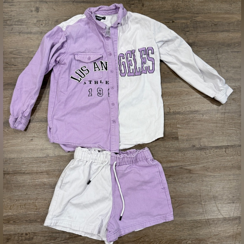 Missguided Lilac and White Denim Shorts